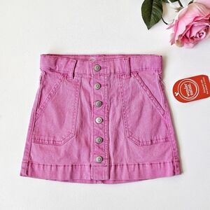 🩷 Wonder Nation Girls Button Front Denim Skirt Pink XS (4–5) NWT